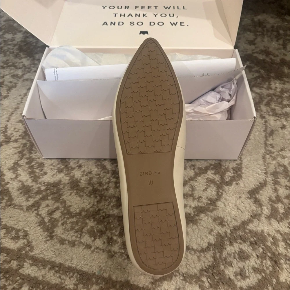 Birdies Cream Pointed Toe Quilted Insole Flats